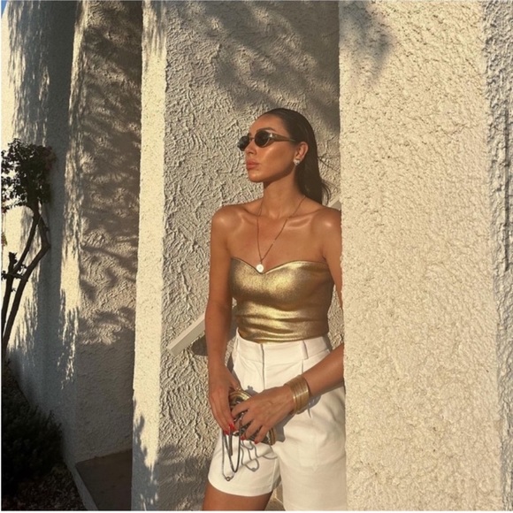 Zara Gold KNIT BUSTIER TOP - Picture 6 of 16